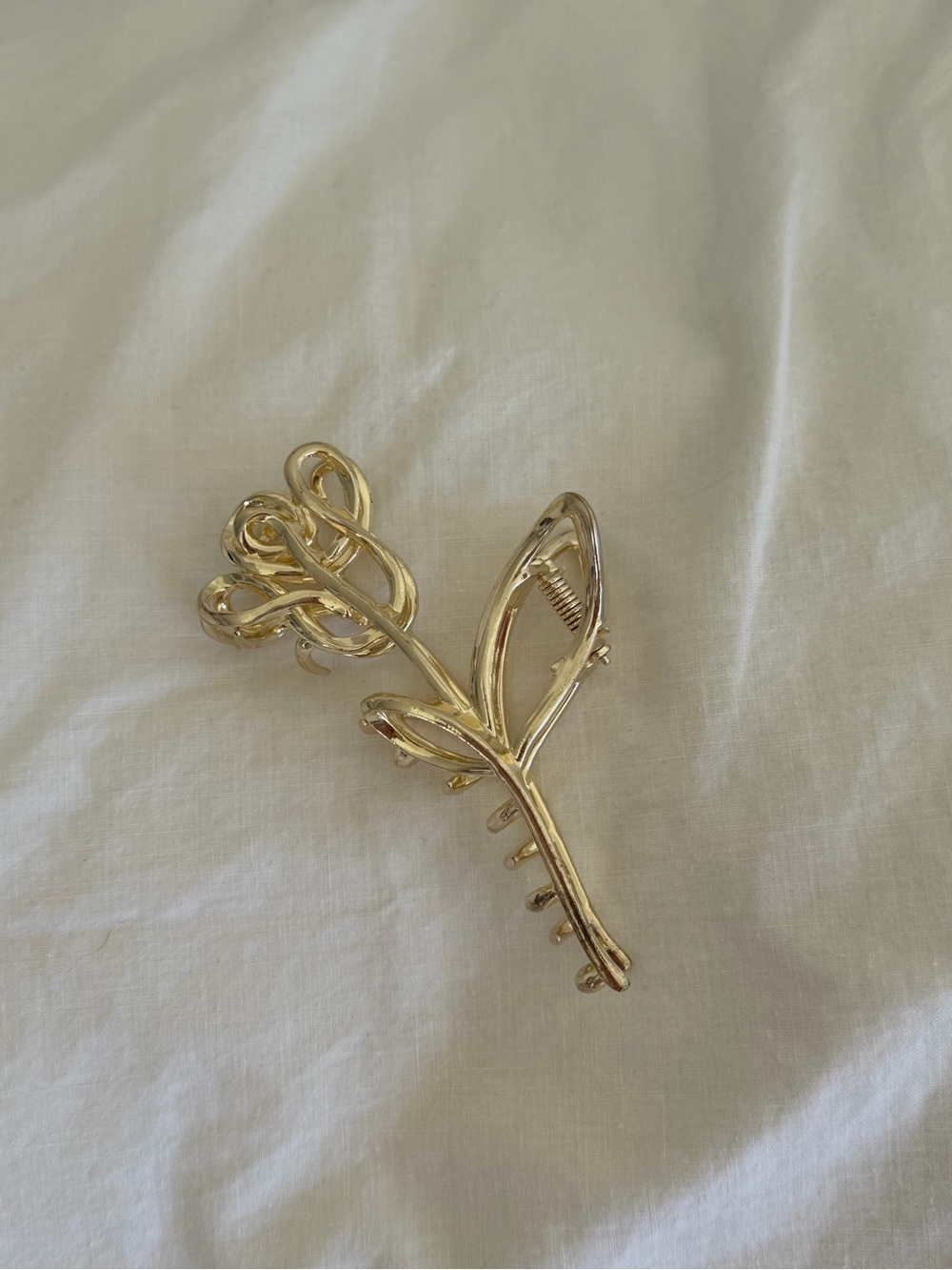 gold rose flower metal claw clip - Picture 3 of 3